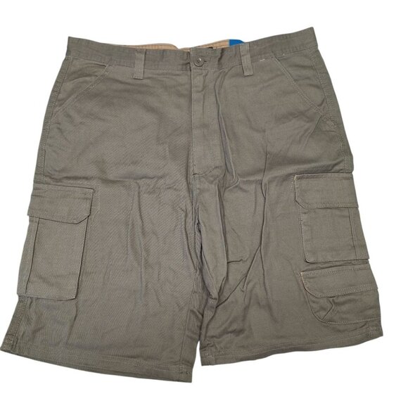 Rugged Wear Mens Cargo Shorts Green Olive Drawstring Waistline Pockets Size 36 - Picture 1 of 7